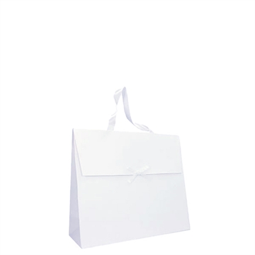 Hvid Premium gavepose m/sløjfe